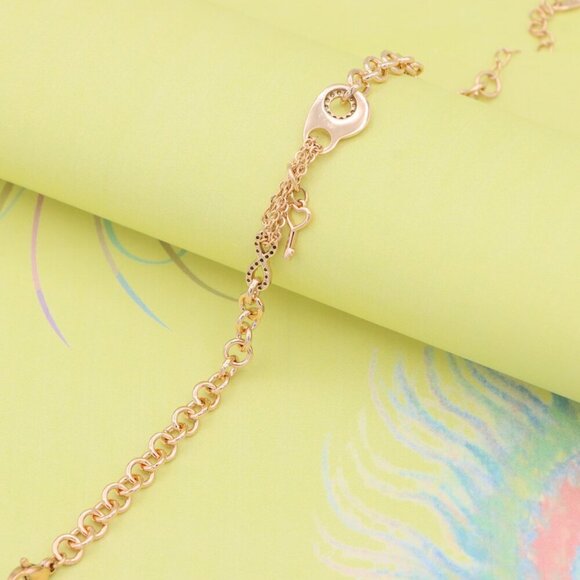 "Rose Gold Heart & Charm Link Bracelet in Premium Gold Plated Brass, XPBL0907 - Picture 7 of 13